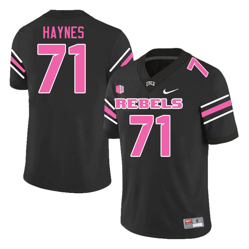 Men #71 Ed Haynes UNLV Rebels College Football Jerseys Stitched-Black